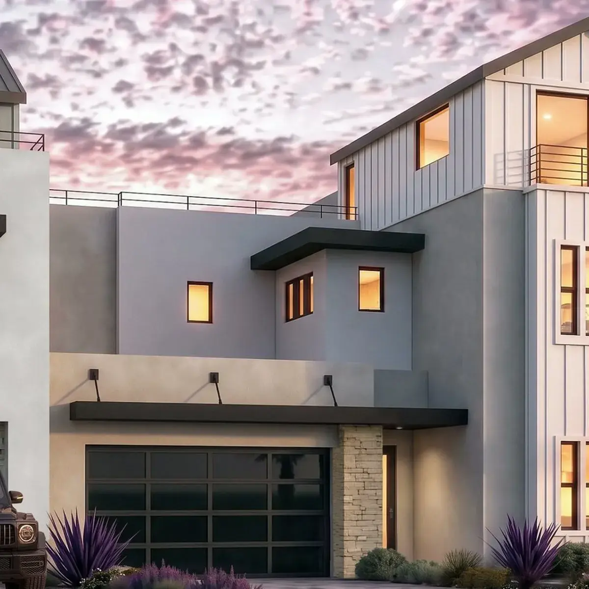 Rocky Ridge Homesite 11, Residence 1, exterior rendering at dusk