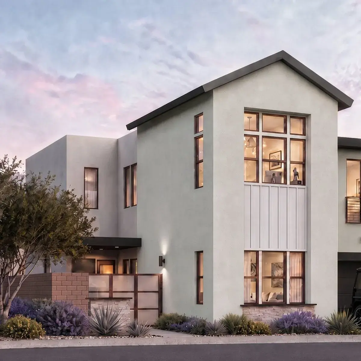 Rocky Ridge Homesite 19, Residence 4, exterior rendering at dusk