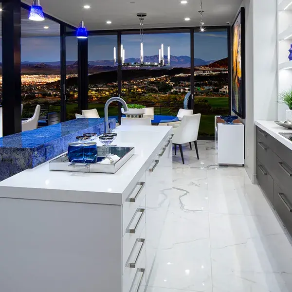 Modern luxury kitchen with magnificent view