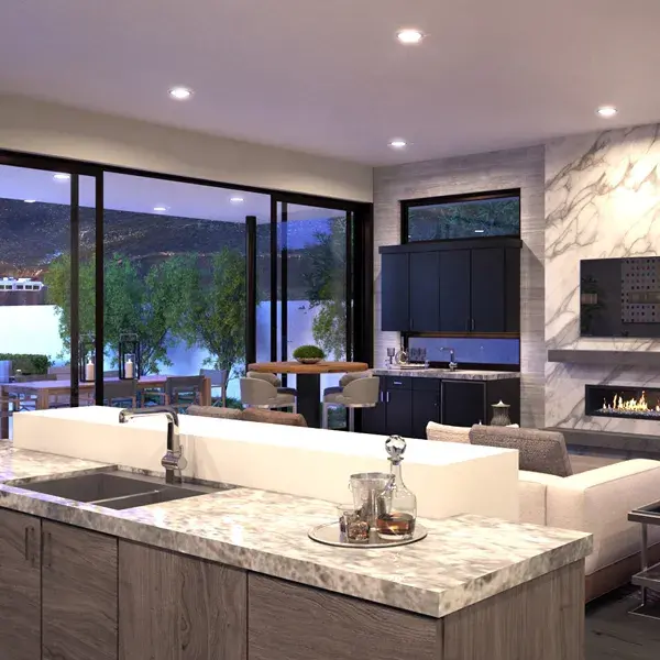 Luxury kitchen living space