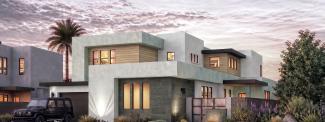 Rocky Ridge Homesite 16, Residence 7, exterior rendering at dusk